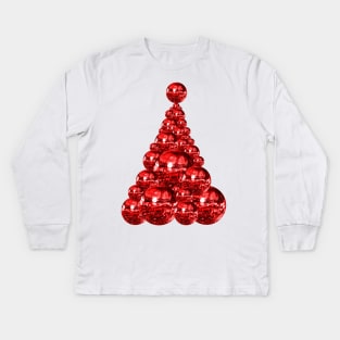 Jolly Red Disco Ball Christmas Tree Kids Long Sleeve T-Shirt